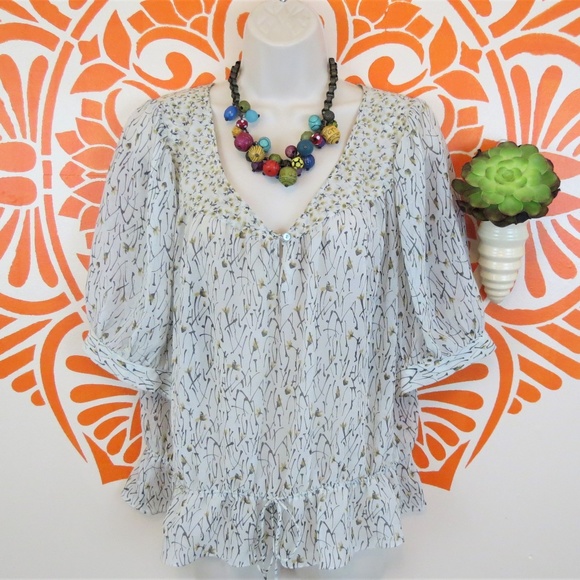 Sundance Tops - Sundance Sheer Flowy Boho Floral Blouse L